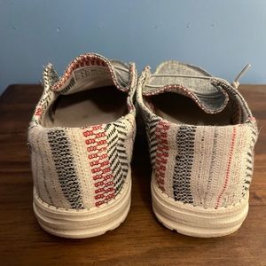 Heather Grey and Aztec heeled Hey Dudes